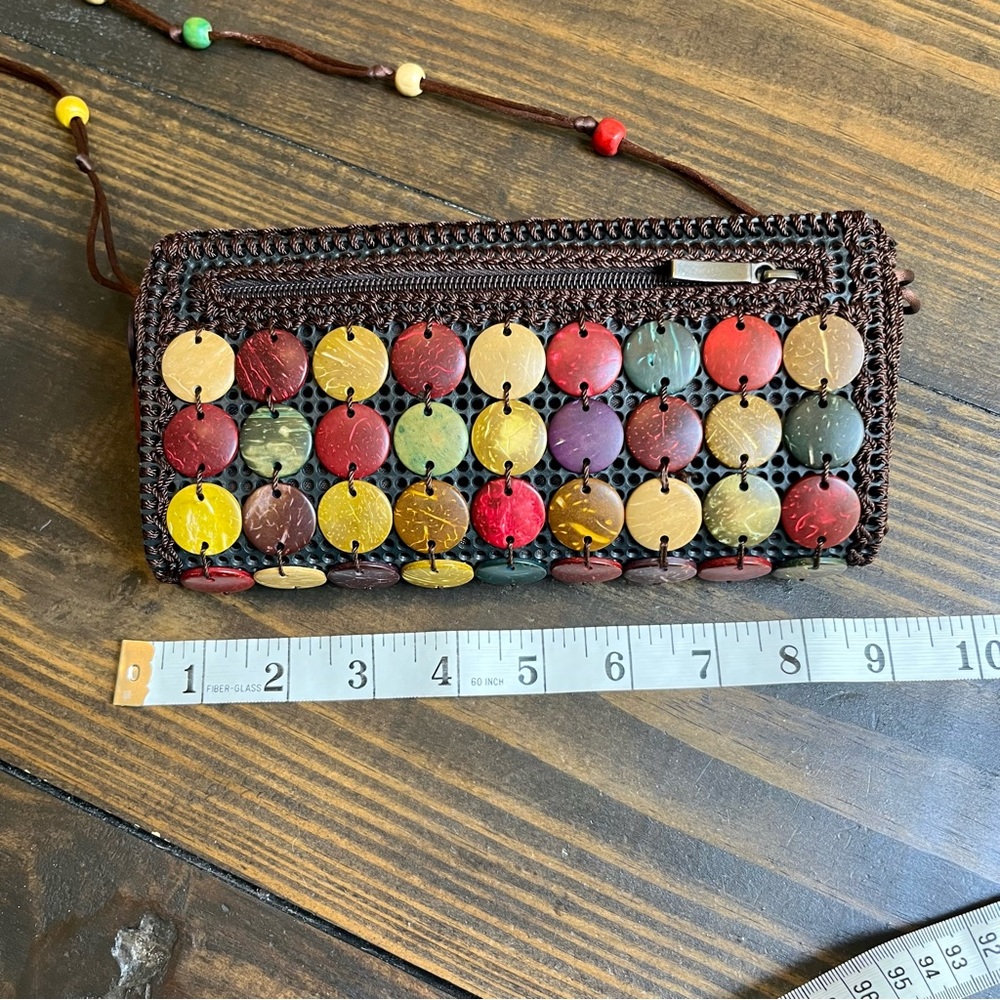Handcrafted Coconut Shell Multicolor Sling Bag Be… - image 5